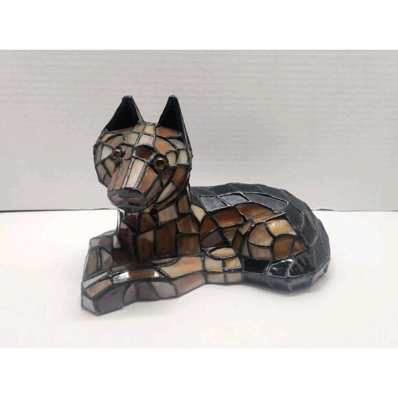 Vintage Meyda 7” Mini Tiffany Shepard Dog Lamp Decor German Shepherd #17562 - Picture 4 of 12